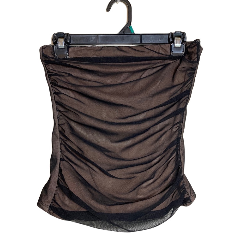Nude and Black Sheer Mesh Tube Top Size Medium Great Stretch Strapless